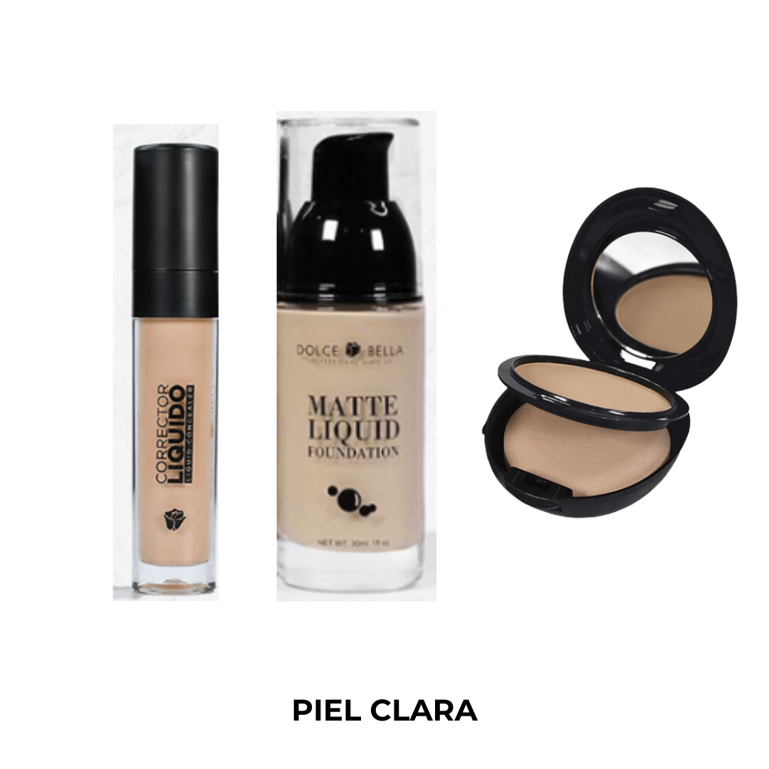 SET ROSTRO  BASE-CORRECTOR-POLVO- 3 EN 1