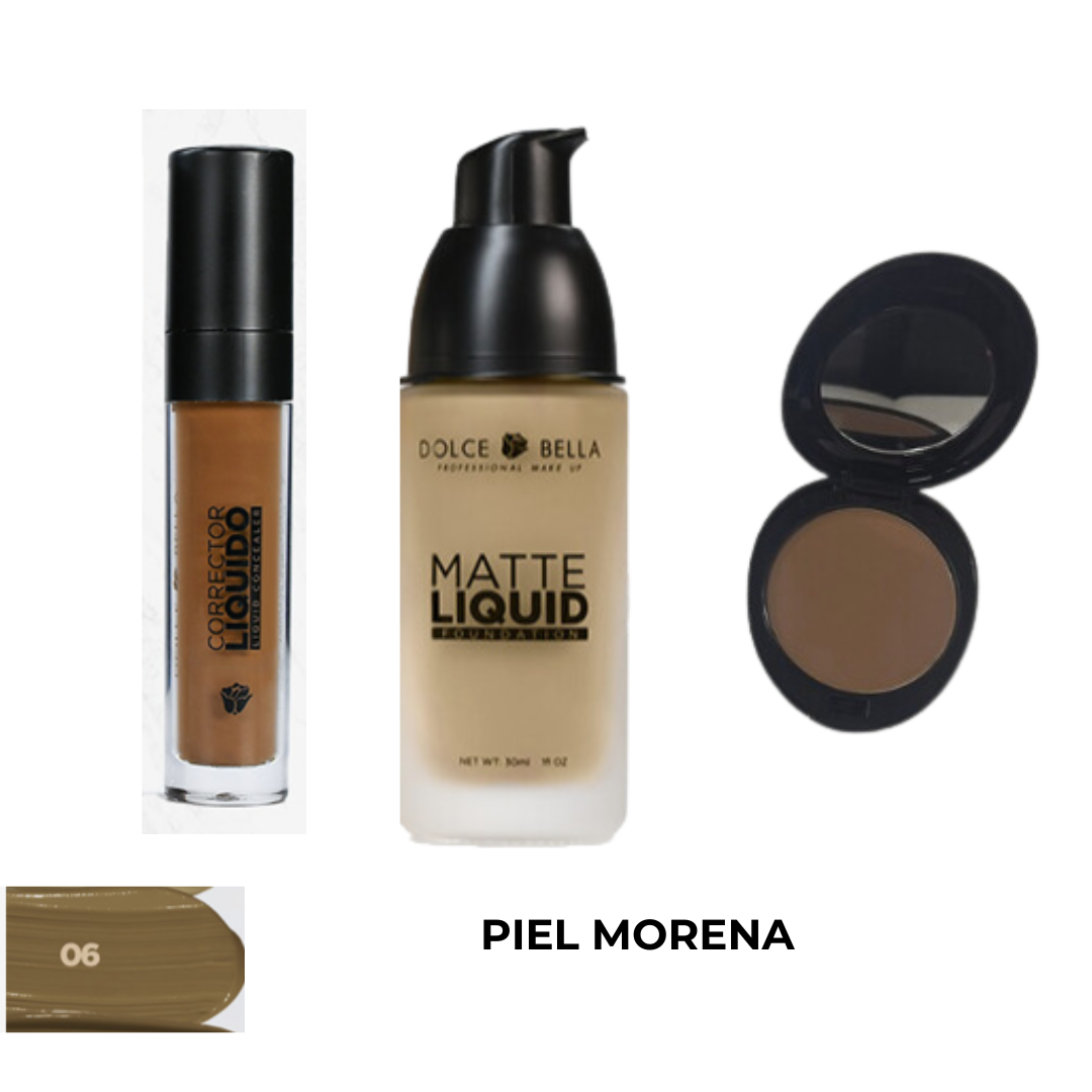 SET ROSTRO  BASE-CORRECTOR-POLVO- 3 EN 1